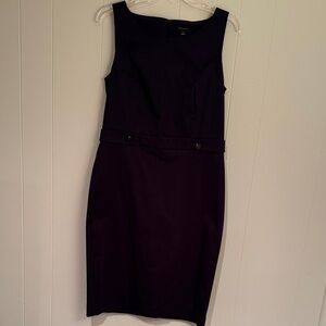 Ann Taylor Navy Sleeveless Midi Dress with Accent Buttons